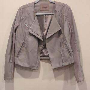 Blank NYC Gray Leather Jacket Sporty Collection